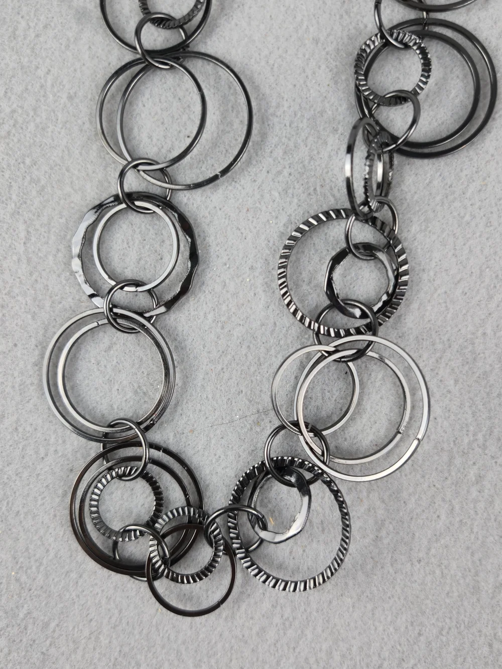 Daisy Fuentes Gunmetal Multi Circle Link Statement Necklace 34